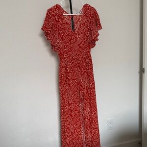 BB Dakota Red Paisley Maxi Dress